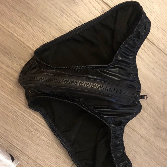 Mens Black Swimwear Brief with Zipper - Picture 4 of 5